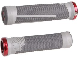 ODI MTB grips AG2 Signature Lock-On 2.1 grey/graphite, red clamps135mm