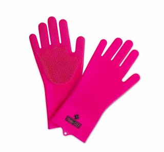 MUC-OFF RĘKAWICE DO MYCIA ROWERU Deep Scrubber Gloves Pink M