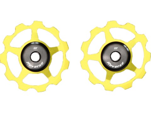 Reverse aluminium pulley set for Colab chain tensioners sealed ball bearings. gold