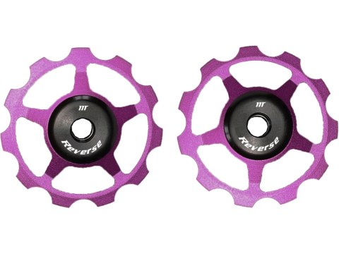 Reverse aluminium pulley set for Colab chain tensioners sealed ball bearings. purple