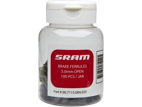 Brake Ferrules 5.0mm Brass Open Czarny 100-count Jar