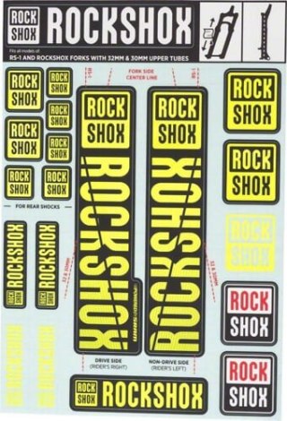 11.4318.003.498 - ROCKSHOX DECAL KIT 30/32/RS1 NE01 YELLOW