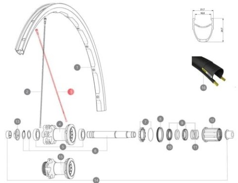 MAVIC KIT 12 FT/NDS KSYRIUM DISC FLAT SPOKE 291MM (V3660401)