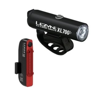 LEZYNE ZESTAW LAMPEK CLASSIC DRIVE XL 700+ / STICK DRIVE PAIR SATIN BLACK / BLACK (1-LED-30P-V437)