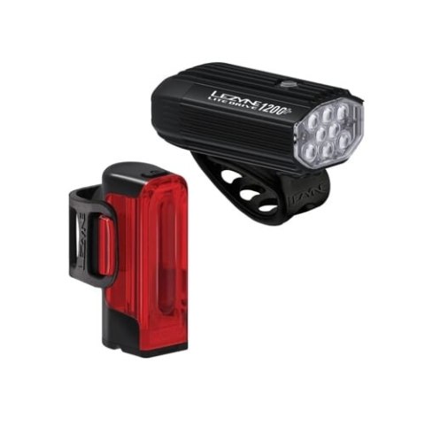 LEZYNE ZESTAW LAMPEK LITE DRIVE 1200+ / STRIP DRIVE PRO 400+ PAIR SATIN BLACK / BLACK (1-LED-16P-V837)