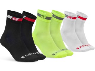 GripGrab Tricolore Regular Cut Summ Socks 3-Pack M, czarny/white/fluo yellow