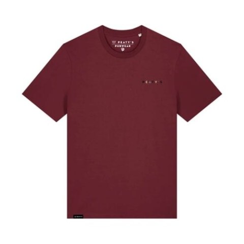 PEATY'S PUBWEAR TRIKO S KRÁTKÝM RUKÁVEM STACKED BURGUNDY (PPW-25-TEE-STK-BRG)