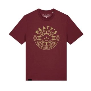 PEATY'S PUBWEAR TRIKO S KRÁTKÝM RUKÁVEM TRAILS & ALES CREST / BURGUNDY (PPW-25-TEE-TAG-BRG)