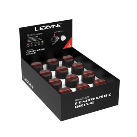 LEZYNE LIGHT FEMTO USB C DRIVE REAR BOX SET (1-LED-31R-BOX12-V204)