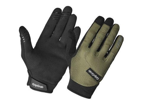 GripGrab Descent Guarded Full Finge Summer Gloves, olive green, L