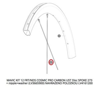 MAVIC KIT 12 FRT/NDS COSMIC PRO CARBON UST Disc SPOKE 273 + nipple+washer (LV3665900) NAHRAZENO POLOŽKOU LV4161200