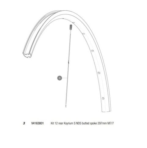 MAVIC KIT 12 REAR KSYRIUM S NDS BUTTED SPOKE 297MM M7/7 (V4163801)