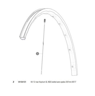 MAVIC KIT 12 REAR KSYRIUM SL NDS BUTTED AERO SPOKE 297MM M7/7 (V4164101)
