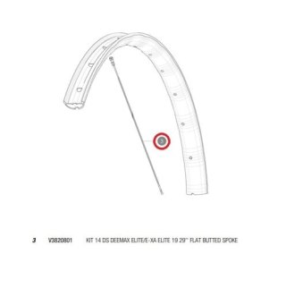 MAVIC KIT 14 DS DEEMAX ELITE/E-XA ELITE 19 29' FLAT BUTTED SPOKE 299MM + NIPPL. (V3820801)