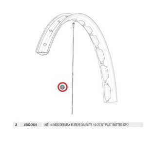 MAVIC KIT 14 NDS DEEMAX ELITE/E-XA ELITE 19 27,5' FLAT BUTTED SPOKE 282MM + NIPPL. (V3820901)