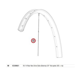 MAVIC KIT 14 REAR NON DRIVE SIDE E-DEEMAX 29" FLAT SPOKE 305 + NIPPLE (V2389601)