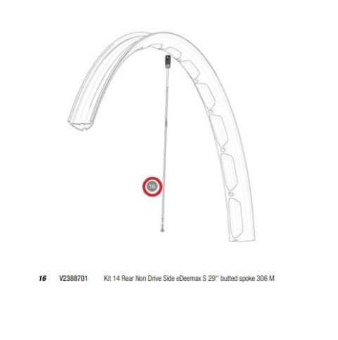 MAVIC KIT 14 REAR NON DRIVE SIDE EDEEMAX S 29' BUTTED SPOKE 306 M7/7 (V2388701)