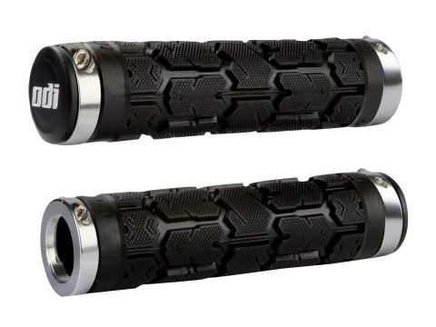ODI MTB grips Rogue Lock-On black, 130mm silver clamps, Bonus Pack