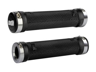 ODI MTB grips Ruffian Lock-On black, 130mm silver clamps, Bonus Pack
