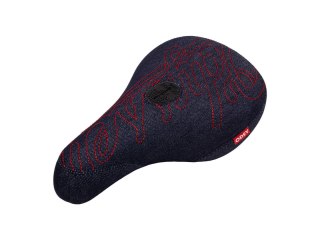 Odyssey Saddle Big-Stitch FAT Pivotal, Denim w red stitch