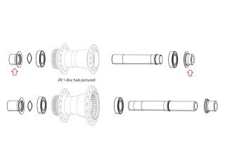 Zipp WHEEL AXLE END CAP SET FRONT - DISC 12x100 - ZR1 HUBS