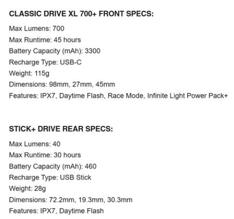 LEZYNE LIGHT CLASSIC DRIVE XL 700+ / STICK+ DRIVE PAIR (1-LED-30P-V637)