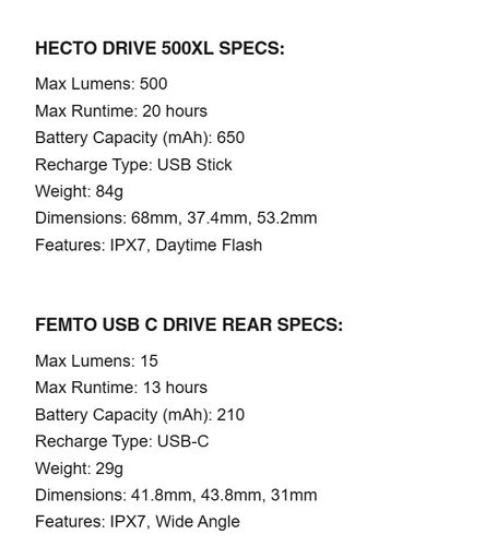 LEZYNE LIGHT HECTO DRIVE 500XL / FEMTO USB C PAIR (1-LED-9P-V2004)