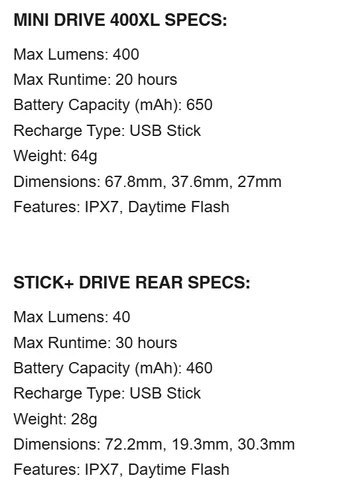 LEZYNE LIGHT MINI DRIVE 400XL / STICK+ DRIVE PAIR (1-LED-24P-V804)