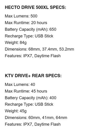 LEZYNE ZESTAW LAMPEK HECTO DRIVE 500XL / KTV DRIVE+ PAIR BLACK / BLACK (1-LED-9P-V1604)