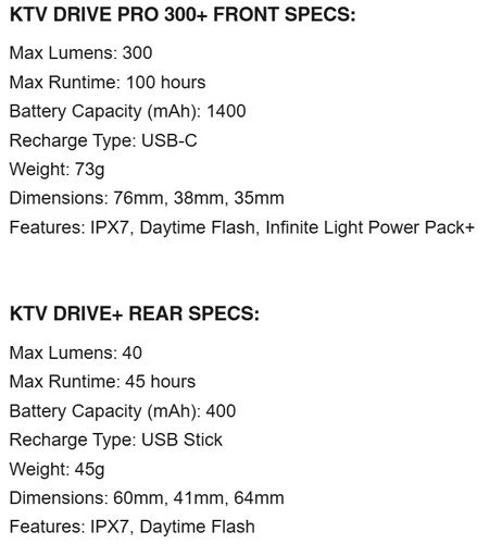 LEZYNE ZESTAW LAMPEK KTV DRIVE PRO 300+ / KTV DRIVE+ PAIR BLACK / BLACK (1-LED-19P-V204)