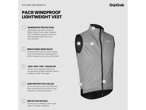 GripGrab PACR Windproof Lightweight Vest, grey, XL