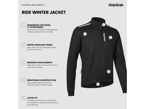 GripGrab RIDE Winter Jacket black, XL