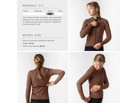 GripGrab Womens EXPLR Merinotech Thermal Long Sleeve Jersey, brown, XS