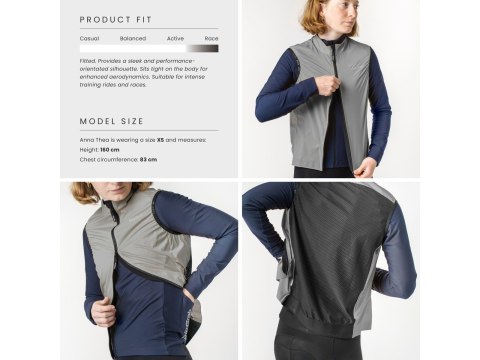 GripGrab Womens PACR Windproof Lightweight Vest, grey, L