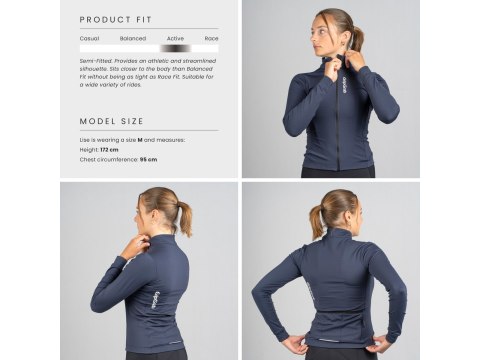 GripGrab Womens RIDE Thermal Long Sleeve Jersey, navy, M