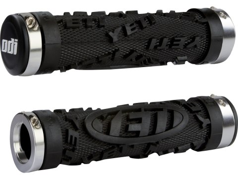 ODI MTB grips Yeti Hardcore Lock-On black, 130mm silver clamps, Bonus Pack