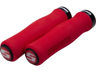 SRAM Locking Grips Contour Foam 129mm Red with Single Czarny Clamp and End Plugs
