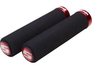 SRAM Locking Grips Foam 129mm Czarny with Single Red Clamp and End Plugs