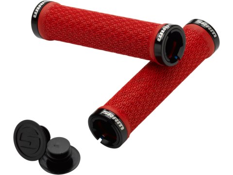 SRAM DH Silicone Locking Grips Red with Double Clamps & End Plugs