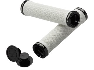 SRAM DH Silicone Locking Grips White with Double Clamps & End Plugs