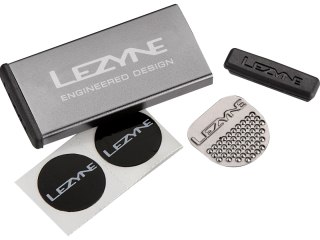 Lezyne Repair Kit Metal, Alloy Box, 6xPatch, 1xScuffer, 1xTire Boots, grey