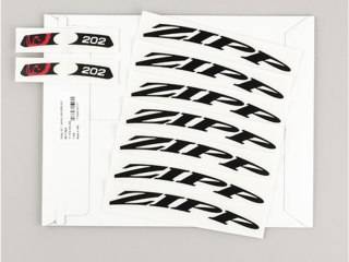 WHEEL DECAL SET 202 MATTE BLACK/NO BORDER ZIPP LOGO COMPLETEFOR ONE WHEEL