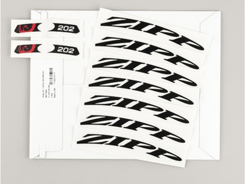 WHEEL DECAL SET 202 MATTE BLACK/NO BORDER ZIPP LOGO COMPLETEFOR ONE WHEEL