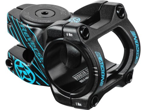 REVERSE Vorbau Czarny-ONE D-2 35mm Ø31,8 & Ø35mm (Schwarz/Hellblau) inkl. Top Cap, Schraube, Kralle