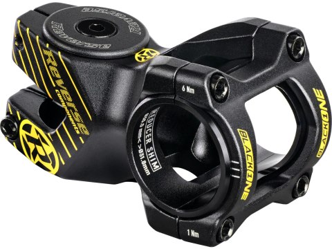 REVERSE Vorbau Czarny-ONE D-2 50mm Ø31,8 & Ø35mm (Schwarz/Gelb) inkl. Top Cap, Schraube, Kralle
