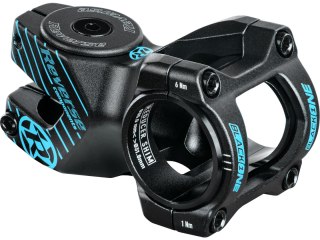 REVERSE Vorbau Czarny-ONE D-2 50mm Ø31,8 & Ø35mm (Schwarz/Hellblau) inkl. Top Cap, Schraube, Kralle