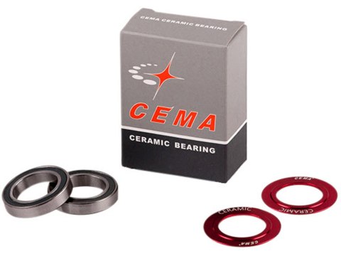 Sparepart bearing kit for CEMA BB Includes 2 bearings and 2 covers CEMA 24 mm and GXP - Ceramic - Red