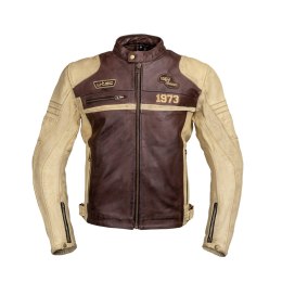 W-TEC Męska skórzana kurtka motocyklowa W-TEC Retro - Kolor czarno-brązowo-beżowy, Rozmiar L
