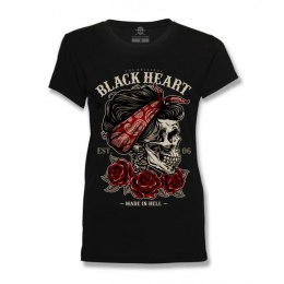 BLACK HEART Damski T-shirt, koszulka BLACK HEART Pin Up Skull - Kolor Czarny, Rozmiar XL