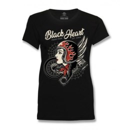 BLACK HEART Damski T-shirt, koszulka damska BLACK HEART Motorcycle Girl - Kolor Czarny, Rozmiar L